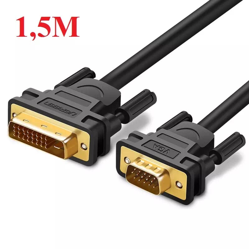 Ugreen 30838 1.5M màu Đen Cáp chuyển đổi DVI 24+1 sang VGA MM118