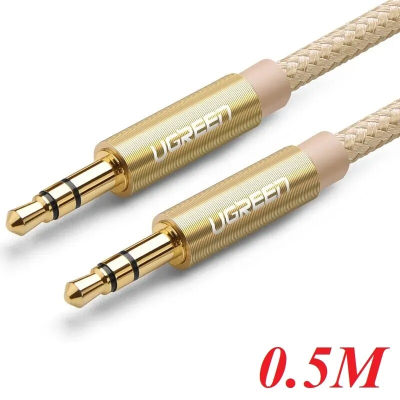 Ugreen 30808 0.5M màu Vàng Cáp âm thanh 2 đầu 3.5mm dương AV112