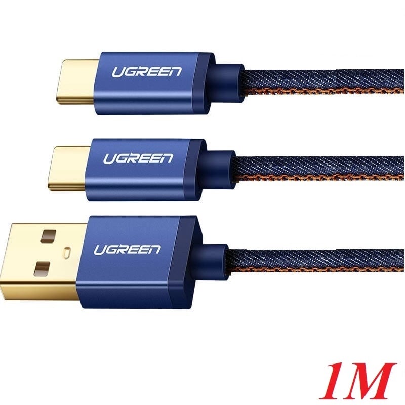 Ugreen 30572 1M màu xanh Dây USB 2.0 sang micro USB + Type-C US196