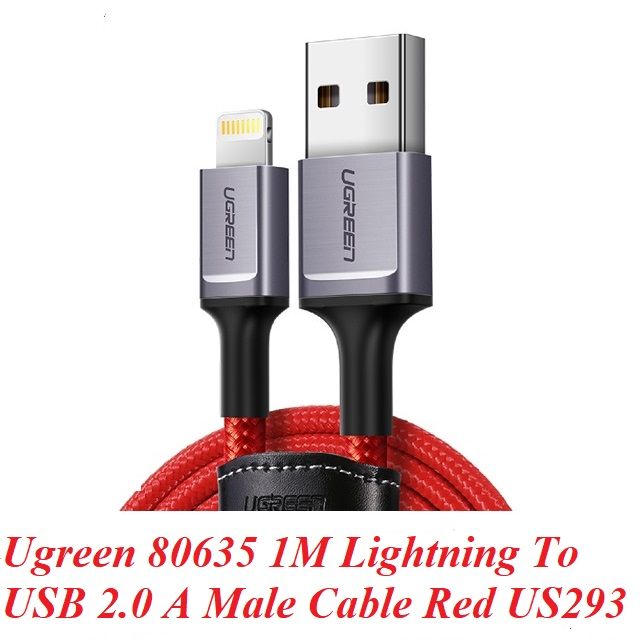 Ugreen 80635 1M màu đỏ cáp Lightning ra USB có chíp MFI chính hãng US293