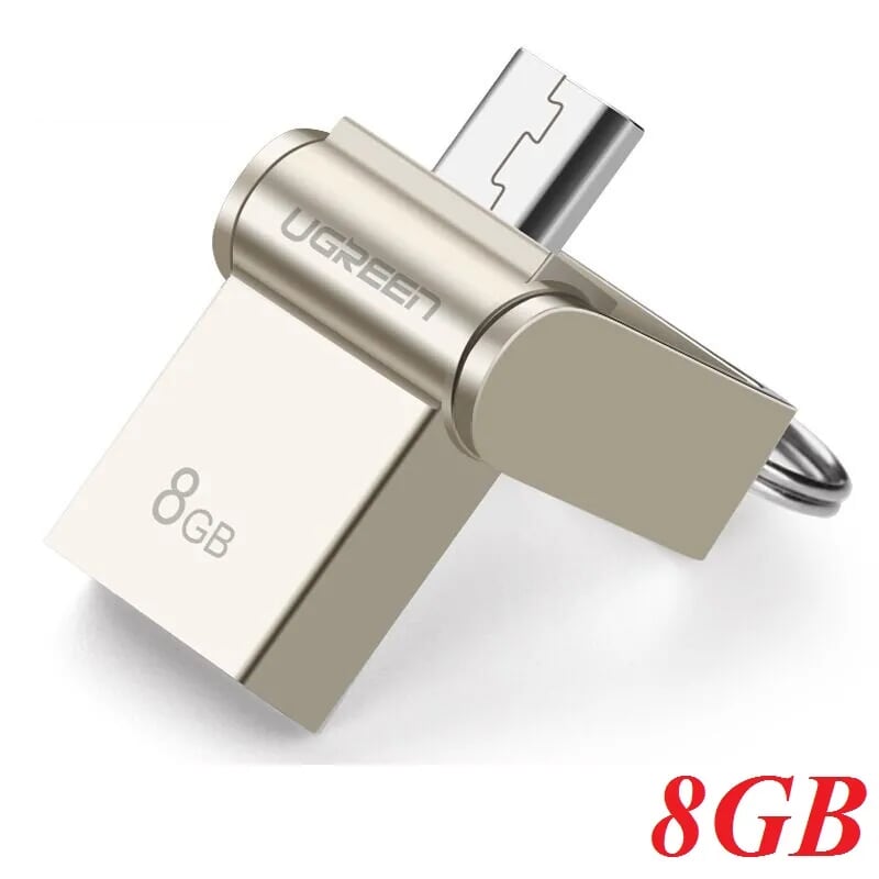 Ugreen 30430 8G màu Bạc USB thẻ nhớ 2.0 + MICRO USB hỗ trợ OTG US179