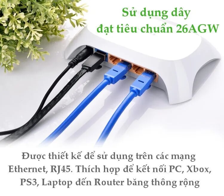 Ugreen 11227 80M màu Xanh Cáp mạng LAN CAT6 NW102