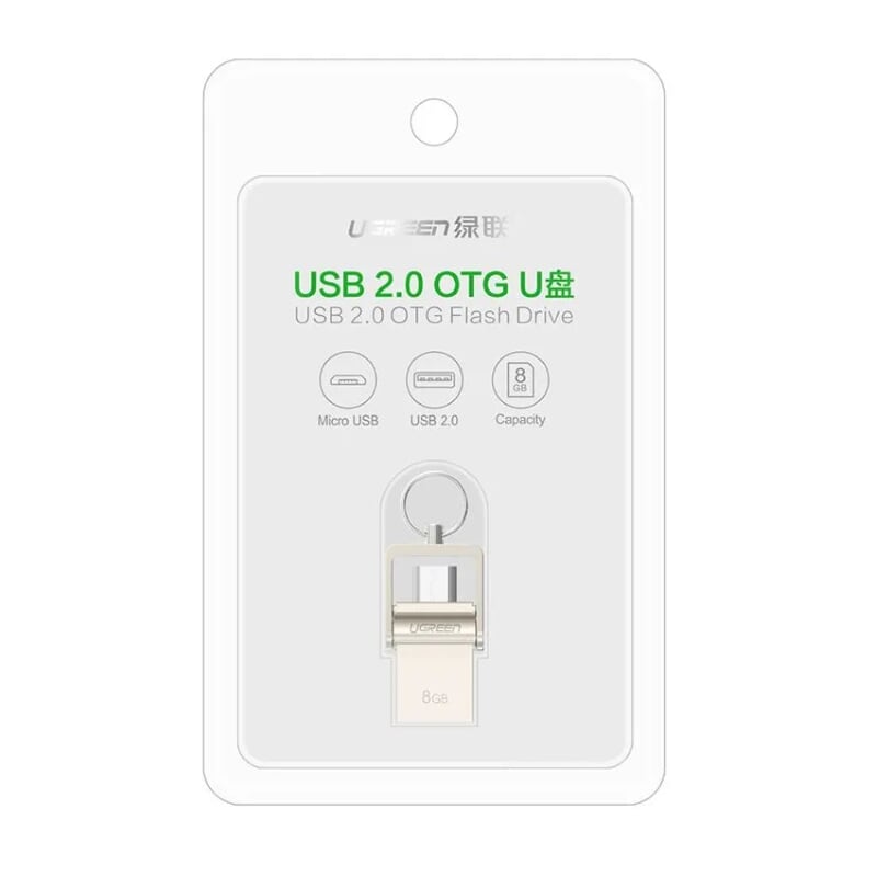 Ugreen 30430 8G màu Bạc USB thẻ nhớ 2.0 + MICRO USB hỗ trợ OTG US179