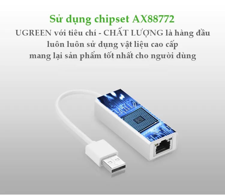 Ugreen 20257 15CM màu Bạc Cáp chuyển đổi USB 2.0 sang cổng LAN RJ45 tốc độ 100Mbps vỏ nhôm 20257