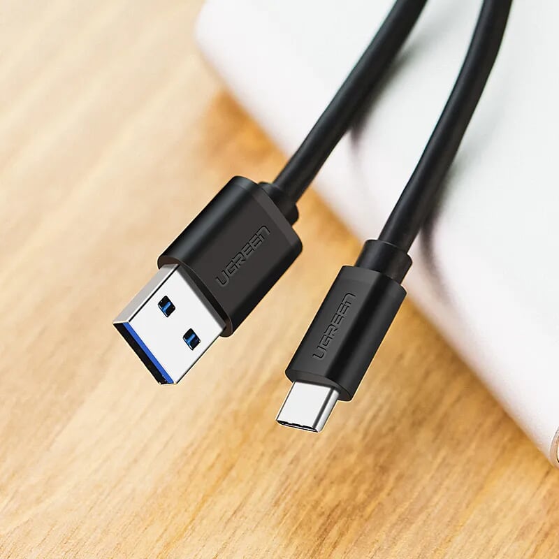 Ugreen 20881 0.5M màu đen Cáp dữ liệu USB 3.0 sang Type-C truyền dữ liệu từ máy tính ra điện thoại dài US184