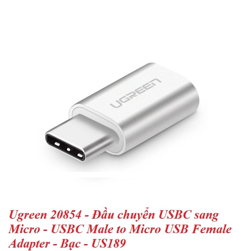 Ugreen 20854 Màu Trắng Đầu chuyển đổi TYPE C sang MICRO USB vỏ nhôm cao cấp US189