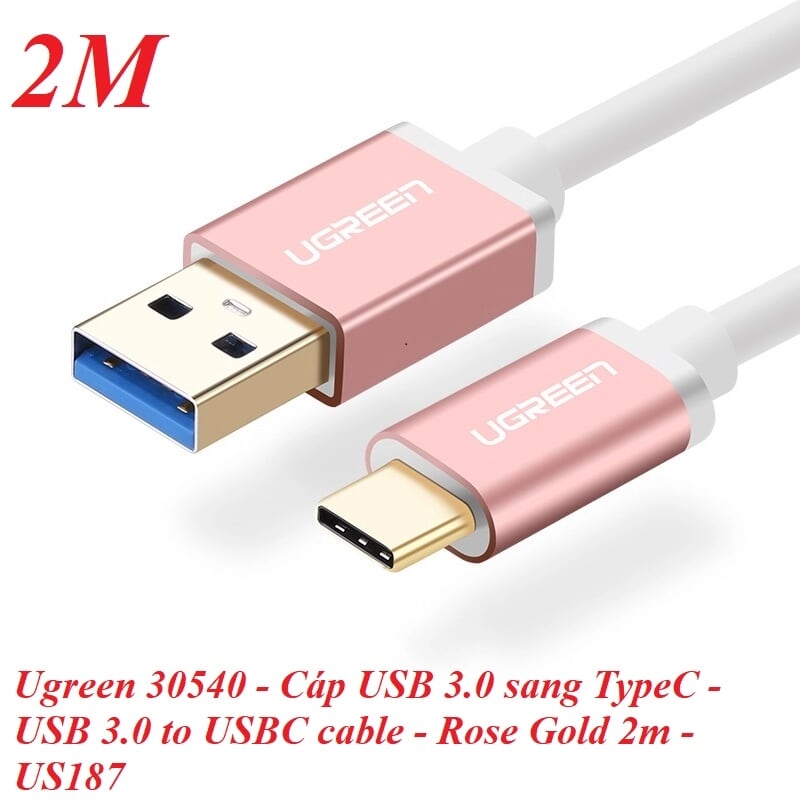 Ugreen 30540 2M màu Hồng Cáp USB TypeC sang USB 3.0 cao cấp US187