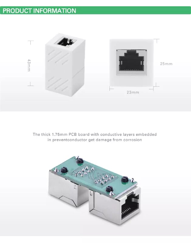 Ugreen 20311 Màu Trắng Đầu nối dài dây mạng CAT6 cao cấp NW114