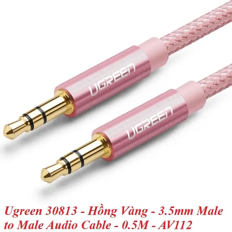 Ugreen 30813 0.5M màu Hồng Cáp âm thanh 2 đầu 3.5mm dương AV112