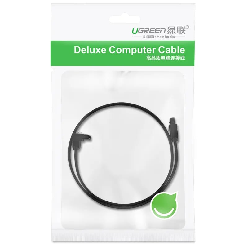 Ugreen 30797 0.5M màu Đen Cáp truyền dữ liệu SATA 3.0 đầu gập 90 độ cao cấp US217