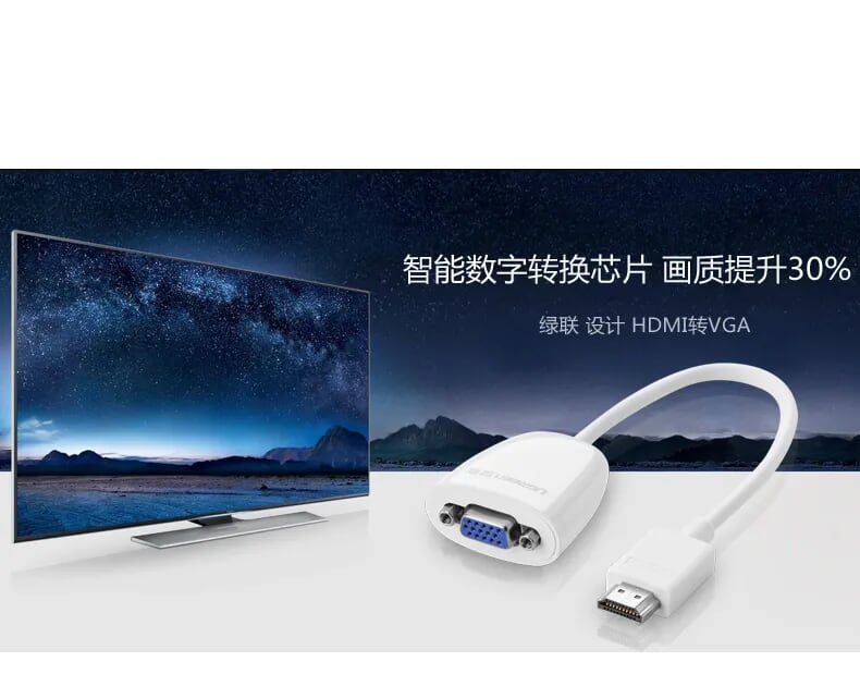 Ugreen 40252 Màu Trắng Bộ chuyển HDMI sang VGA MM102