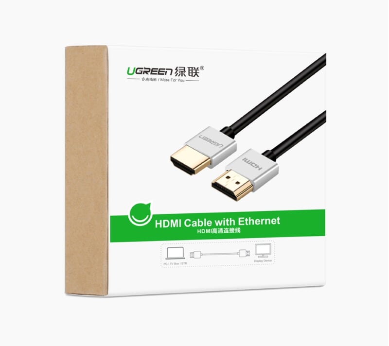 Ugreen 40487 0.5M màu Hồng Cáp tín hiệu HDMI chuẩn 2.0 sợi siêu nhỏ cao cấp HD117