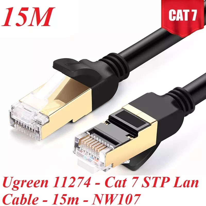 Ugreen 11274 15M màu Đen Cáp mạng LAN CAT7 STP chống nhiễu NW107