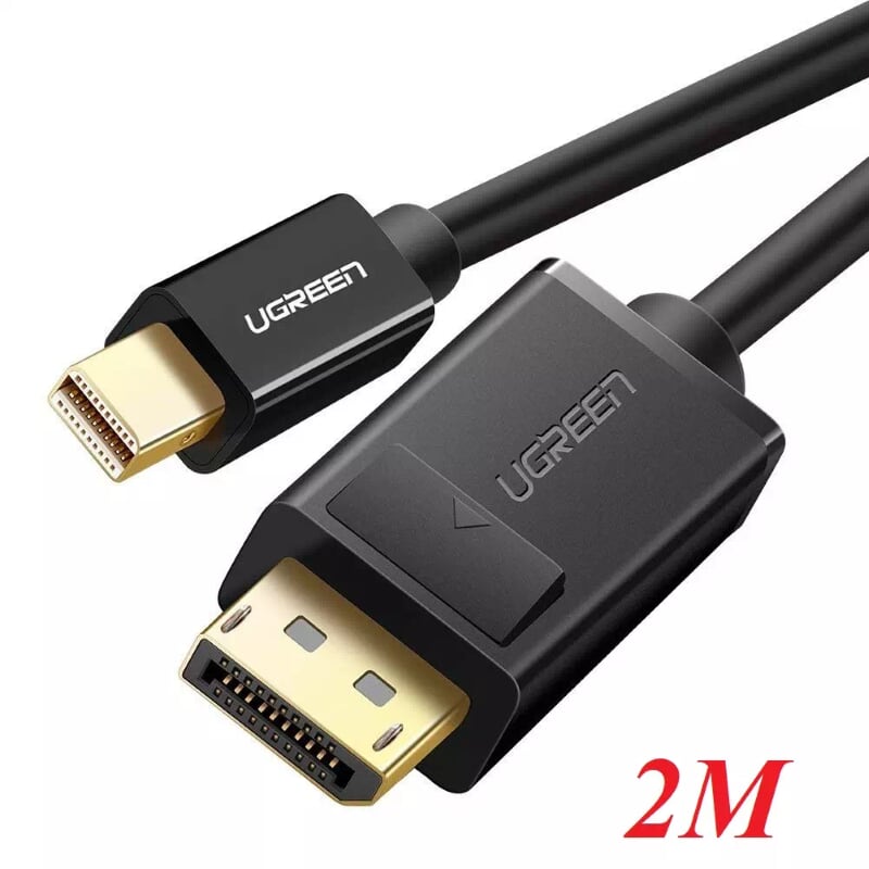 Ugreen 10433 2M Màu Đen Cáp chuyển đổi Mini DP sang DisplayPort hỗ trợ phân giải 4K x 2K MD105