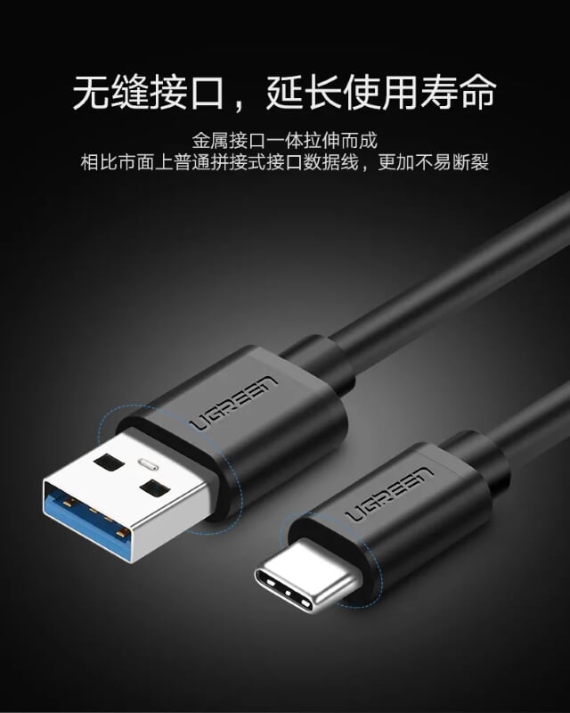 Ugreen 20883 1.5M màu Đen Dây USB 3.0 sang USB-C US184