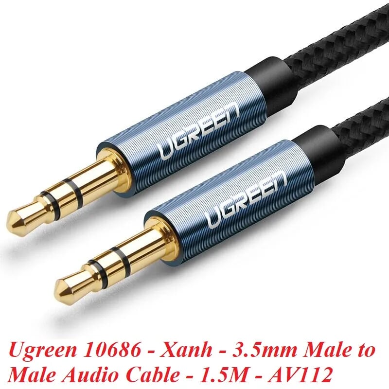 Ugreen 10686 1.5M màu Xanh Cáp âm thanh 2 đầu 3.5mm dương AV112