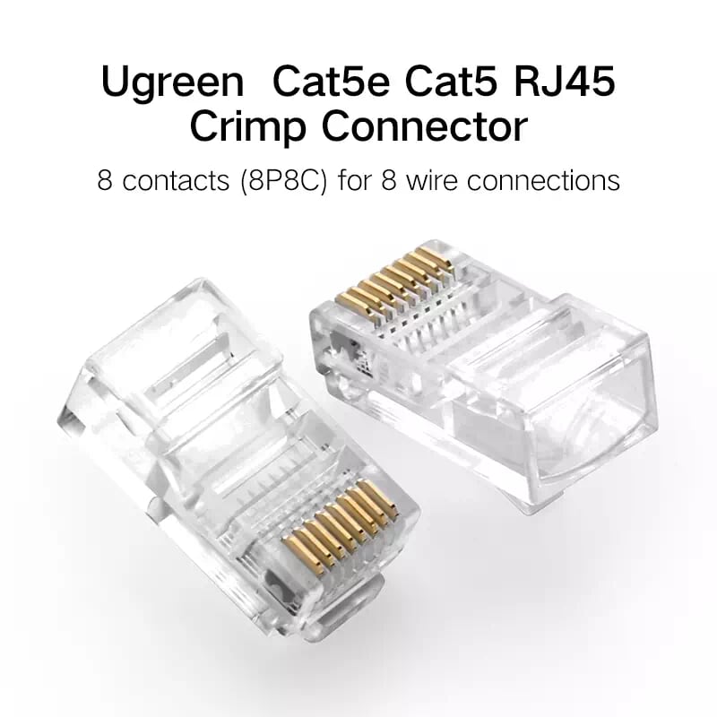 Ugreen 20331 Đầu bấm mạng RJ45 chuẩn Cat5e cao cấp mạ vàng 50 cái NW110