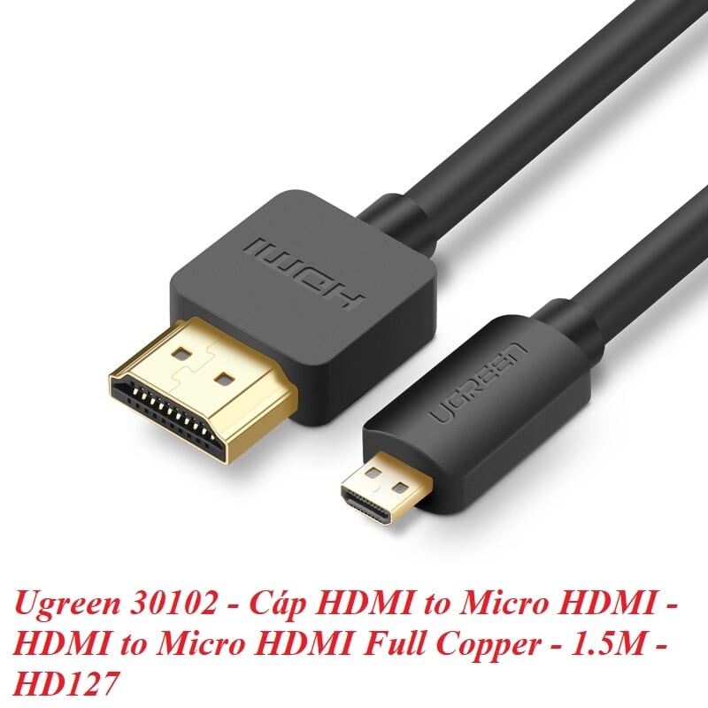 Ugreen 30102 1.5M màu Đen Cáp chuyển đổi Micro HDMI sang HDMI thuần đồng HD127