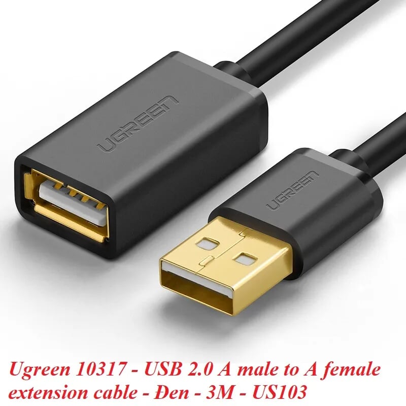 Ugreen 10317 3M màu Đen Cáp tín hiệu nối dài USB 2.0 lõi thuần đồng US103