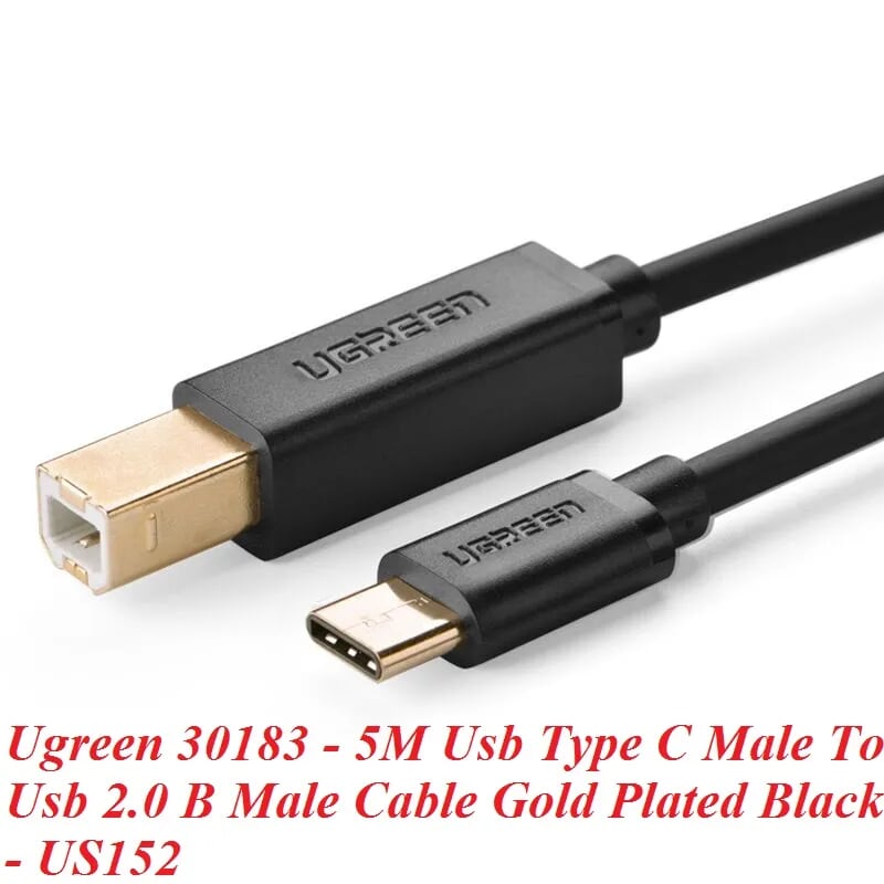 Ugreen 30183 5M màu đen Dây USB Type-C sang USB 2.0 đầu mạ vàng US152