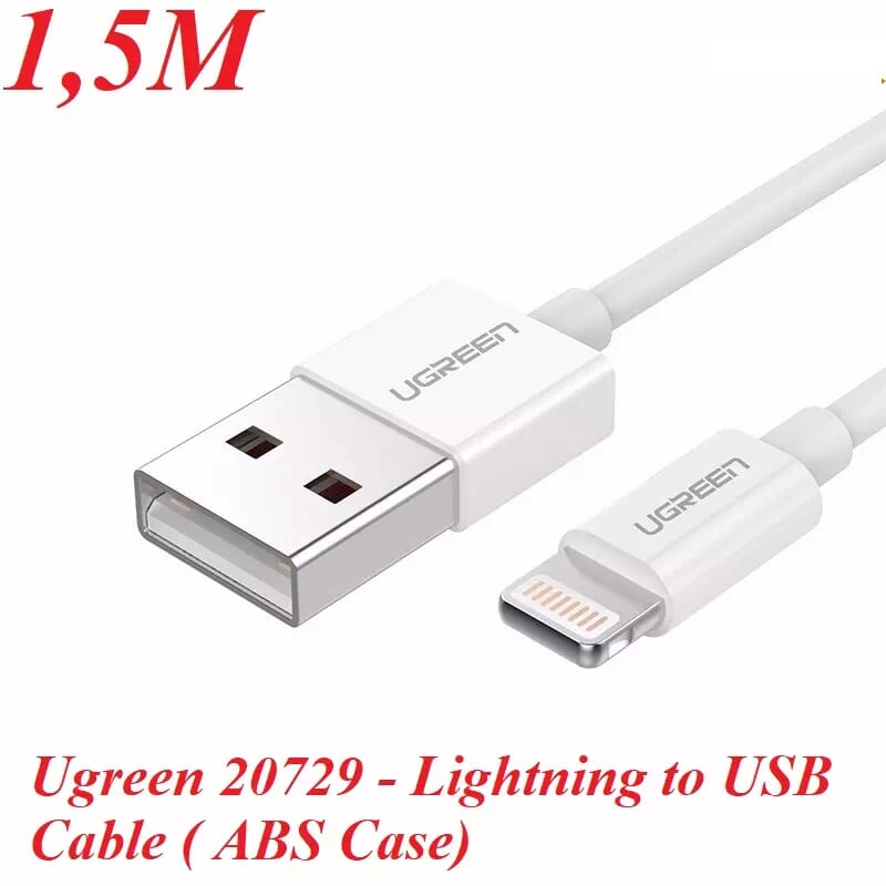 Ugreen 20729 1.5M màu Trắng ABS Cáp Lightning sạc + truyền dữ liệu cho iPhone US155