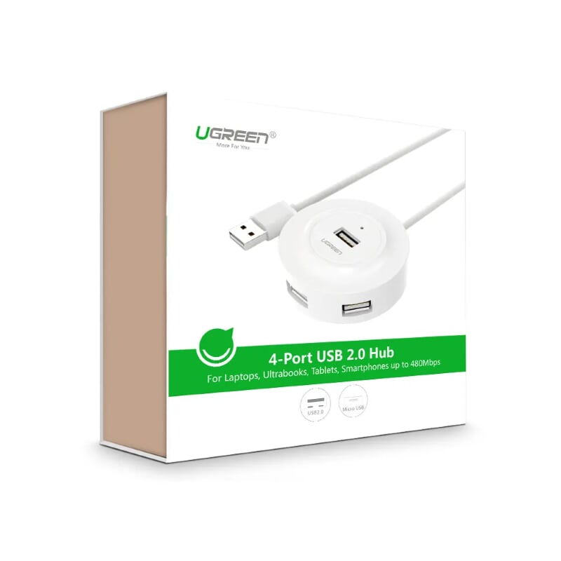 Ugreen 40962 0.5M Màu Đen Bộ chuyển đổi TYPE C sang 4 USB 2.0 + nguồn MICRO USB hỗ trợ OTG TYPE C CR106