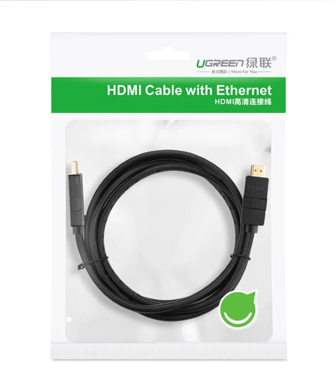 Ugreen 10127 3M màu đen Cáp tín hiệu HDMI đầu xoay 180 độ cao cấp HD105