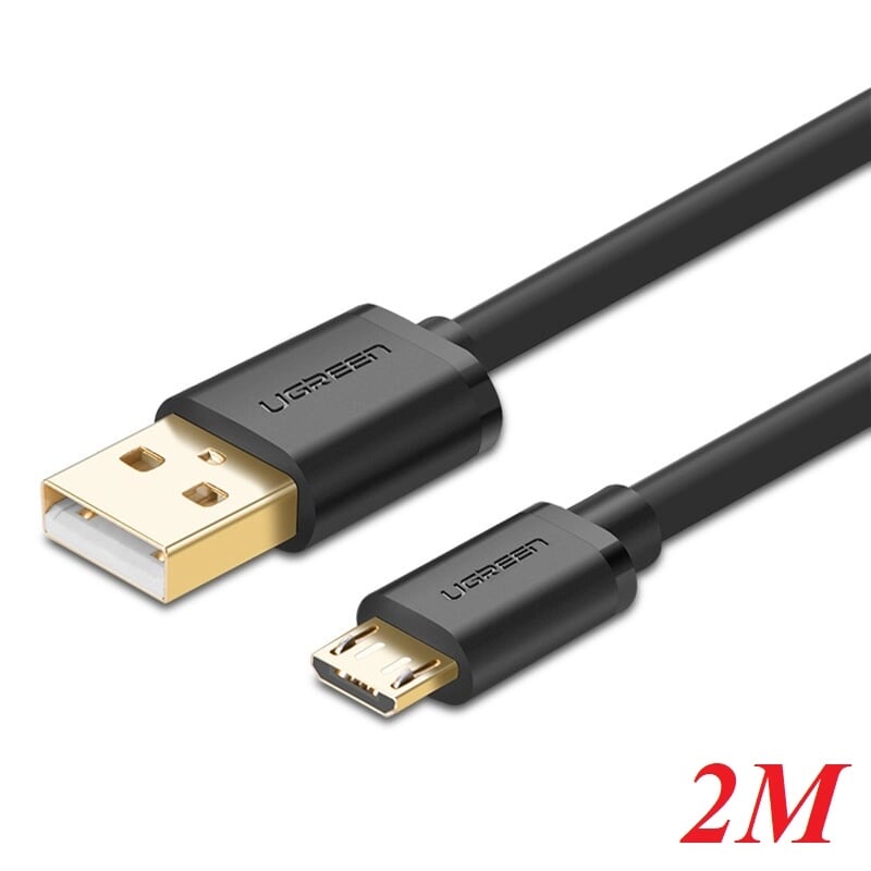 Ugreen 10838 2M màu Đen Cáp sạc truyền dữ liệu USB 2.0 sang MICRO USB lõi đồng US125