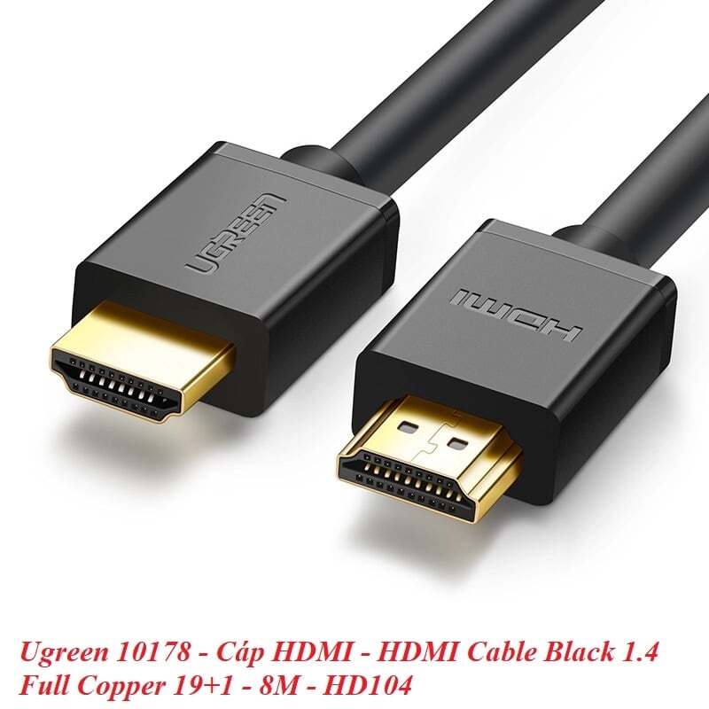 Ugreen 10178 8M màu Đen Cáp tín hiệu HDMI chuẩn 1.4 hỗ trợ phân giải 4K * 2K HD104