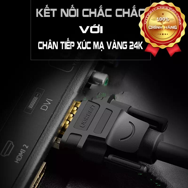 Ugreen 11608 5M màu Đen Cáp tín hiệu DVI 24+1 DV101