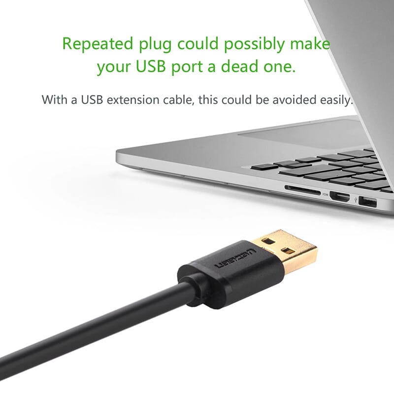 Ugreen 10884 3M màu Trắng Cáp tín hiệu nối dài USB 2.0 lõi thuần đồng US103