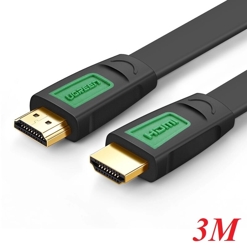 Ugreen 40472 3M màu Đen Cáp tín hiệu HDMI chuẩn 1.4 hỗ trợ phân giải 4K * 2K cáp dẹt HD101