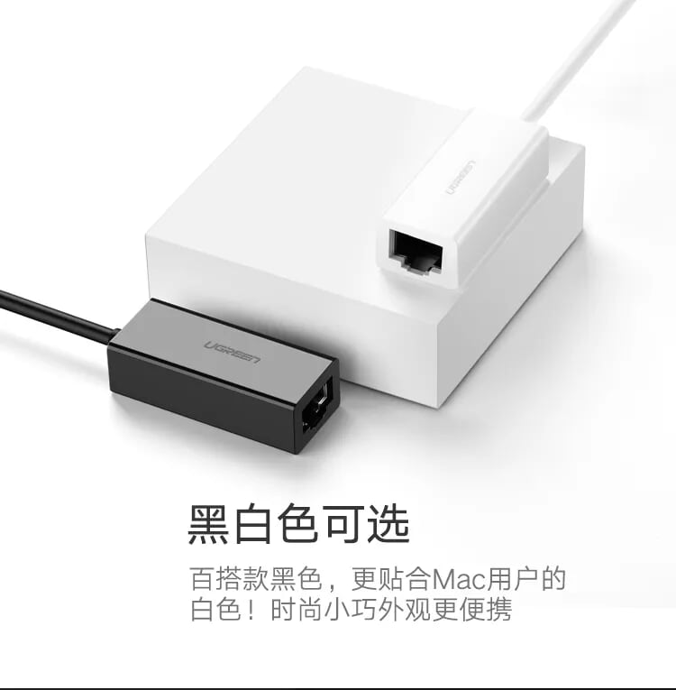 Ugreen 30295 15CM màu Trắng Cáp chuyển đổi USB 2.0 sang cổng LAN RJ45 tốc độ 100Mbps vỏ nhựa CR128