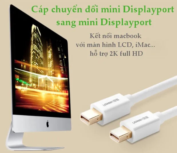 Ugreen 10429 2M màu Trắng Cáp Mini Displayport 2 đầu cao cấp MD111