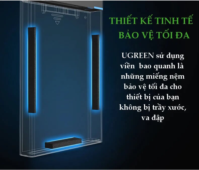 Ugreen 30848 30CM màu Đen Hộp đựng ổ cứng 2.5 chuẩn SATA US221