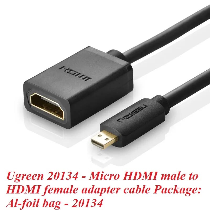 Ugreen 20134 Màu Đen Đầu chuyển đổi Micro HDMI sang HDMI âm 20134