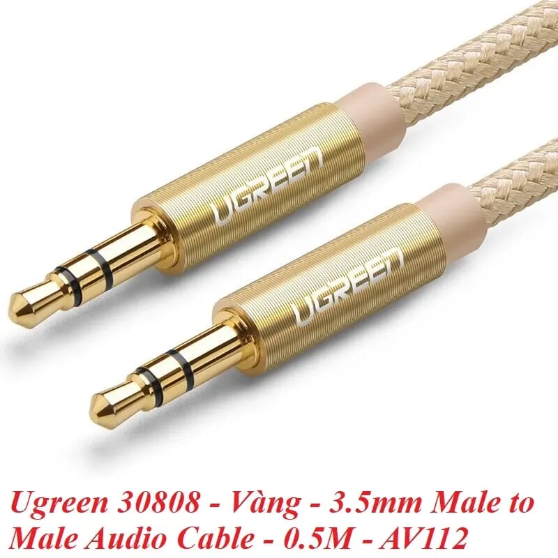 Ugreen 30808 0.5M màu Vàng Cáp âm thanh 2 đầu 3.5mm dương AV112