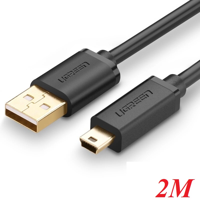 Ugreen 30472 2M màu Đen Cáp sạc truyền dữ liệu USB 2.0 sang MINI USB đầu mạ vàng US132