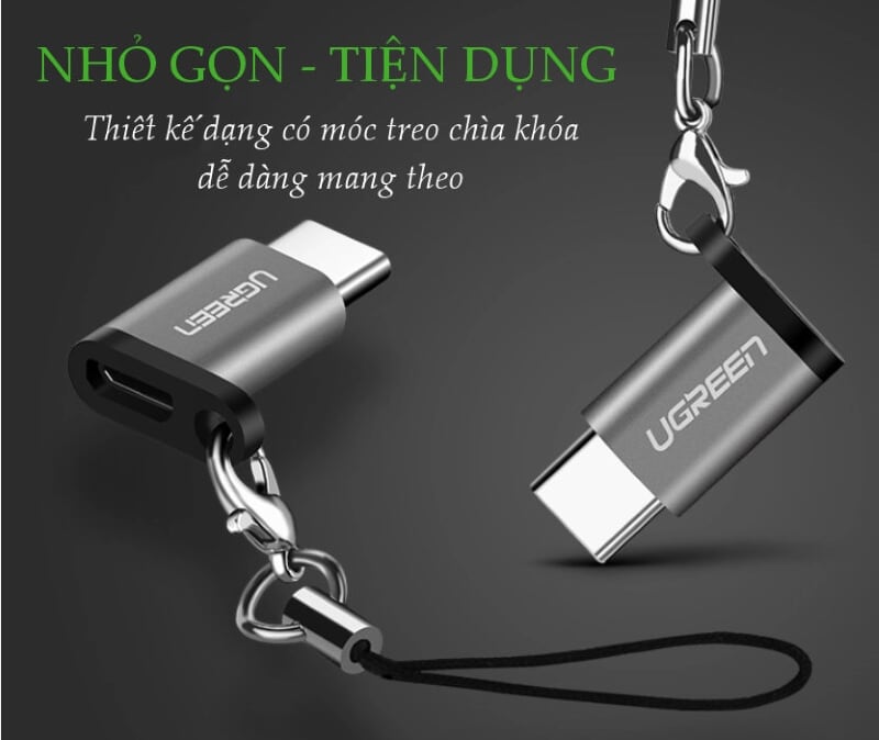 Ugreen 50551 Màu Đen Đầu chuyển đổi MICRO USB sang TYPE C hỗ trợ OTG US278