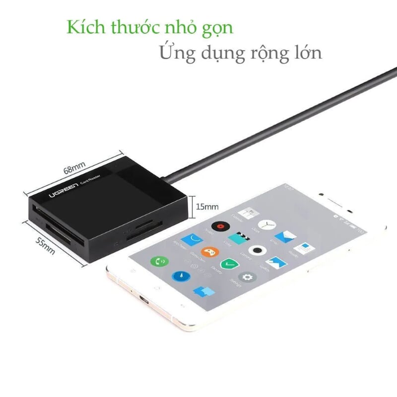 Ugreen 30231 1M màu Đen Đầu đọc thẻ USB 3.0 sang SD + TF + CF + MS cao cấp 30231