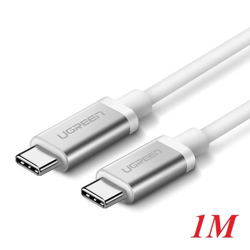 Ugreen 10681 1M màu bạc Dây USB Type-C truyền dữ liệu và sạc mạ Nikel đầu nhôm US161