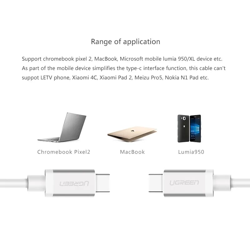 Ugreen 10682 1.5M màu bạc Dây USB Type-C truyền dữ liệu và sạc mạ Nikel đầu nhôm US161