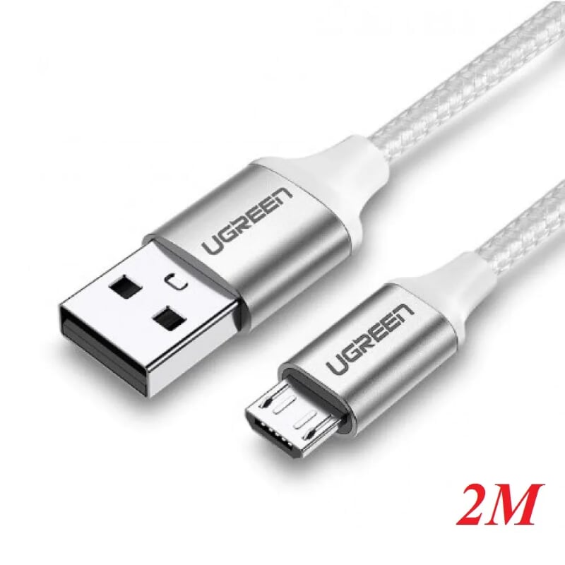 Ugreen 60153 2m Cáp micro usb 2.0 bọc nhôm chống nhiễu US290