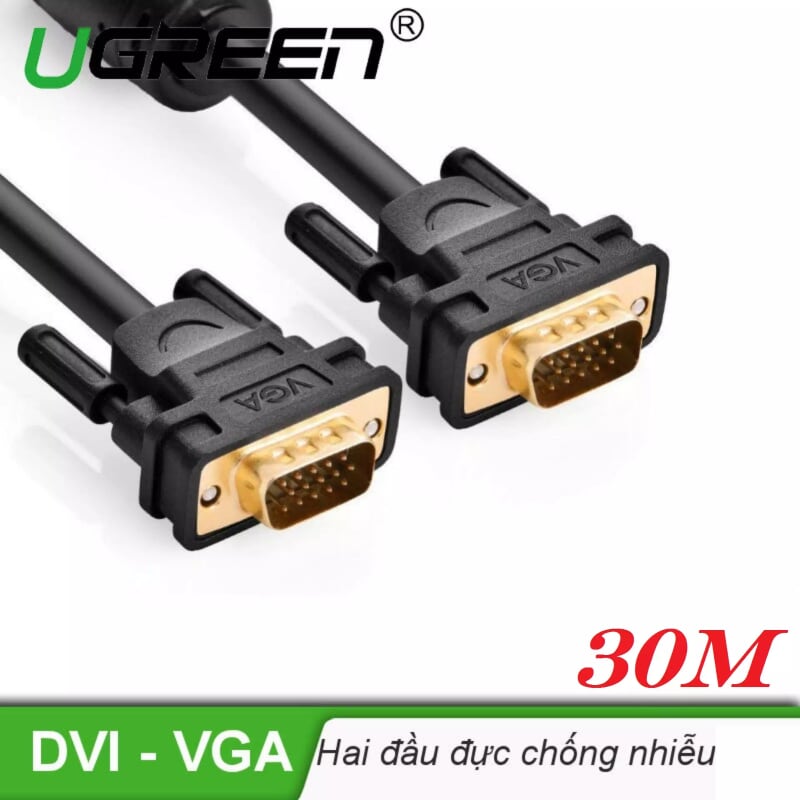 Ugreen 11636 30M màu Đen Cáp tín hiệu 2 đầu VGA VG101