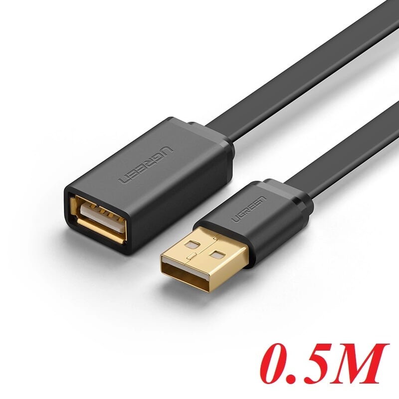 Ugreen 10886 0.5M màu Đen Cáp tín hiệu nối dài USB 2.0 lõi thuần đồng dáng dẹt US103