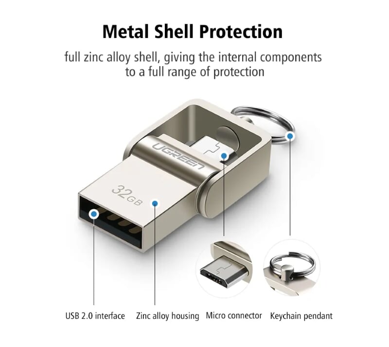 Ugreen 30432 32GB USB 2.0 + MICRO USB hỗ trợ OTG cao cấp US179