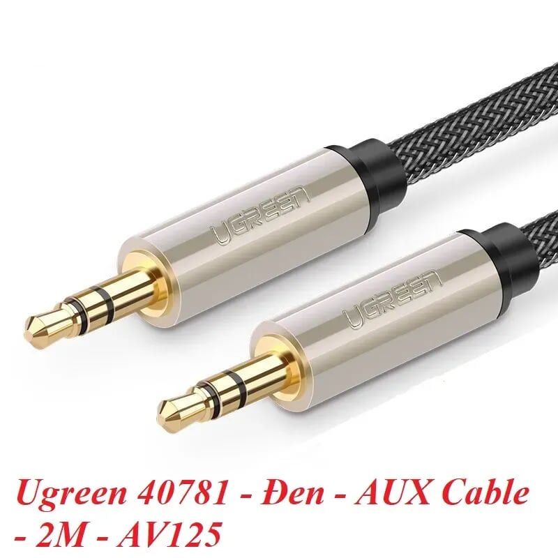 Ugreen 40781 2M màu Đen Cáp âm thanh 2 đầu 3.5mm dương đầu bọc kim loại cao cấp AV125