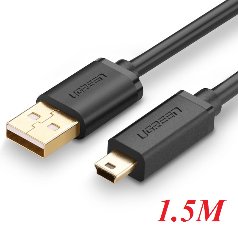 Ugreen 10385 1.5M màu Đen Cáp sạc truyền dữ liệu USB 2.0 sang MINI USB đầu mạ vàng US132