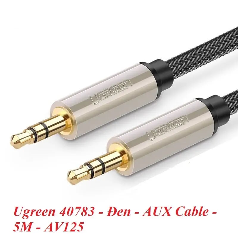 Ugreen 40783 5M màu Đen Cáp âm thanh 2 đầu 3.5mm dương đầu bọc kim loại cao cấp AV125