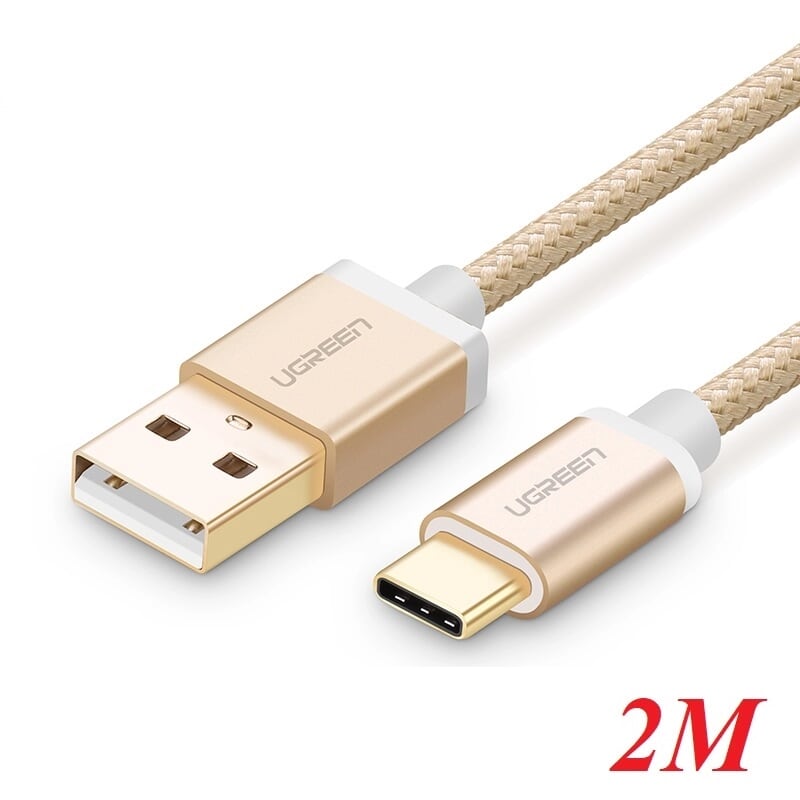 Ugreen 20862 2M màu Vàng Dây USB 2.0 sang Type-C đầu nhôm dây bọc vinyl US174